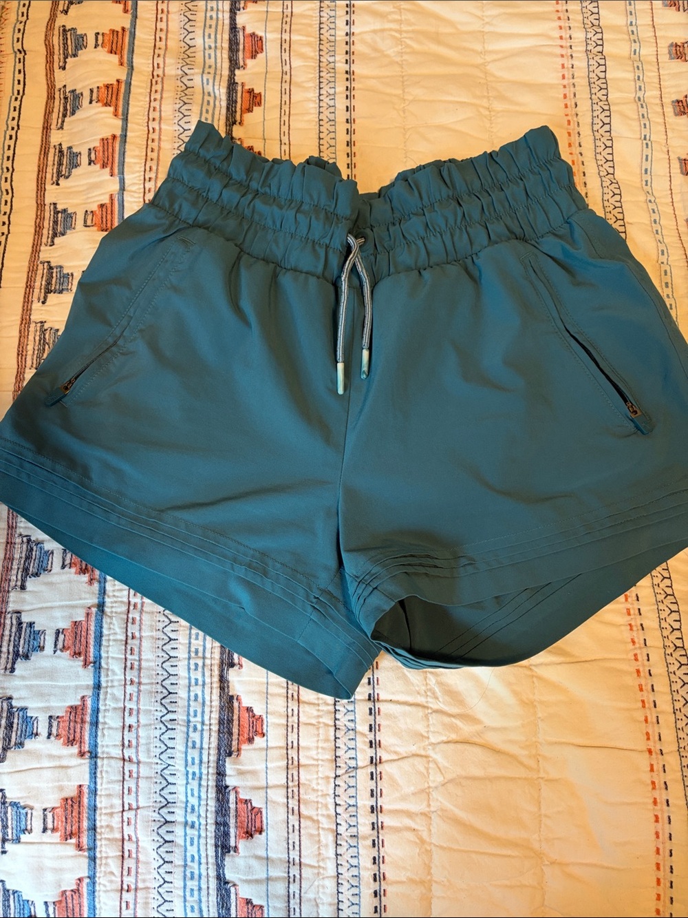 Athleta Teal Drawstring High-Rise Athletic Shorts